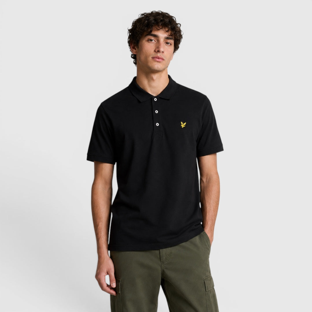 SP400VOG-Z865 Lyle & Scott Plain Polo Shirt Short Sleeve Jet Black