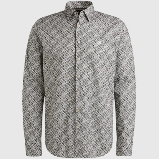 VSI2509232-9143 Vanguard Shirt Print On Fine Poplin Stretch Gray Dawn