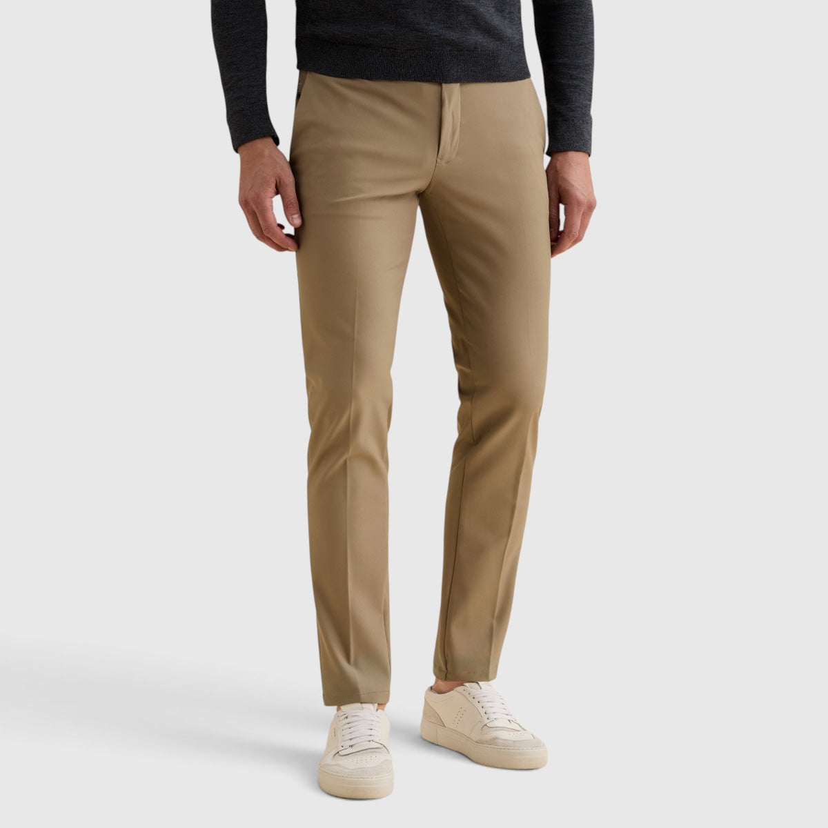 Vanguard V12 slim fit chino in Greige Grijsbeige, zijaanzicht, VTR2608600-7147