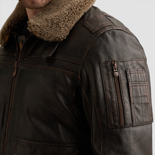 PLJ2608706-8231 PME Legend Leren Jas A-2 Snowprop Chocolate Torte / Donkerbruin