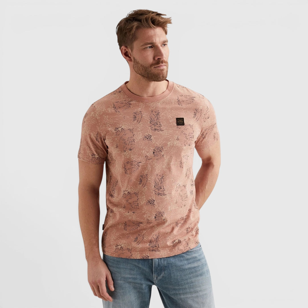 PTSS2604588-3031 PME Legend T-shirt Van Slub Jersey Allover Print  Rose Dawn / Roze
